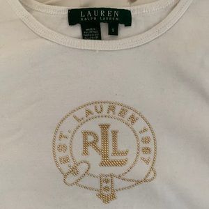 100% Cotton LAUREN by Ralph Lauren white T-shirt size S